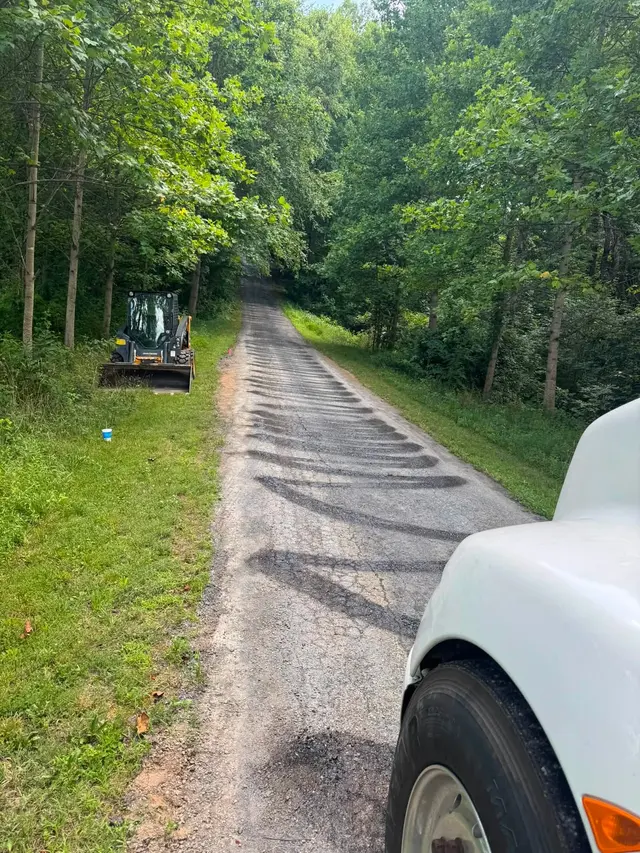Graded gravel road through the woods